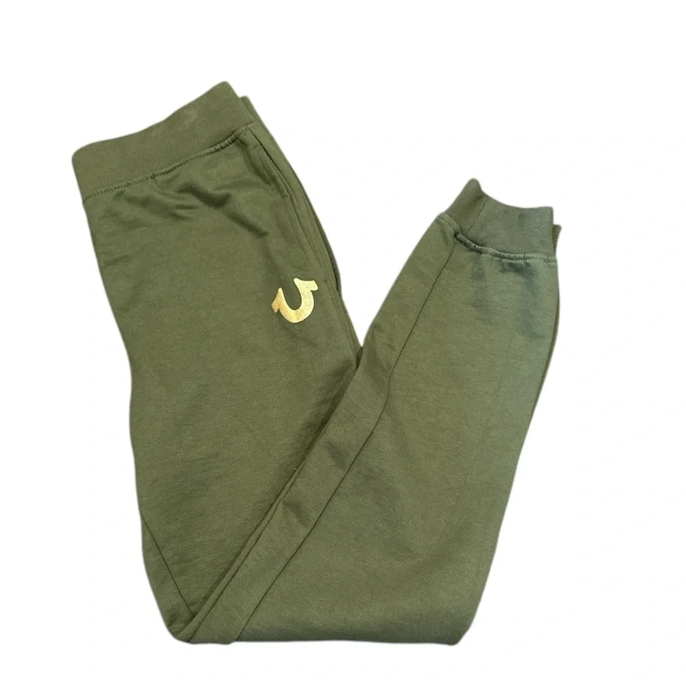 True Religion Logo Branded Joggers.  OD Green.